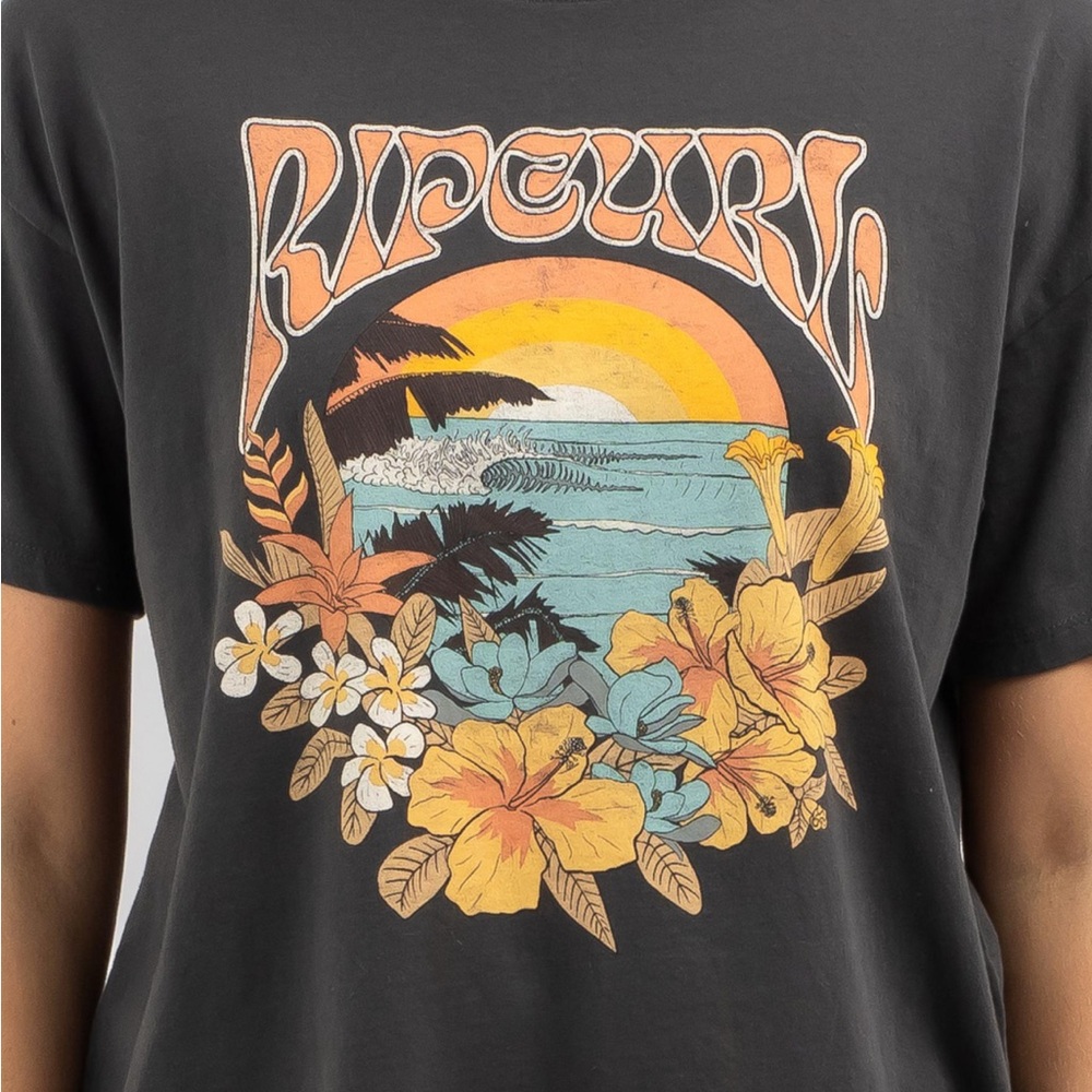 Rip Curl Black Tee with Gold Accent